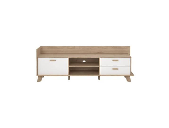 CALICOSY - Meuble TV 2 portes 1 tiroir 2 niches L181 9 cm STORM - Blanc
