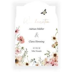 Hochzeitskarten Einladungen in Rosa im Design "Bloom" - Musterkarte