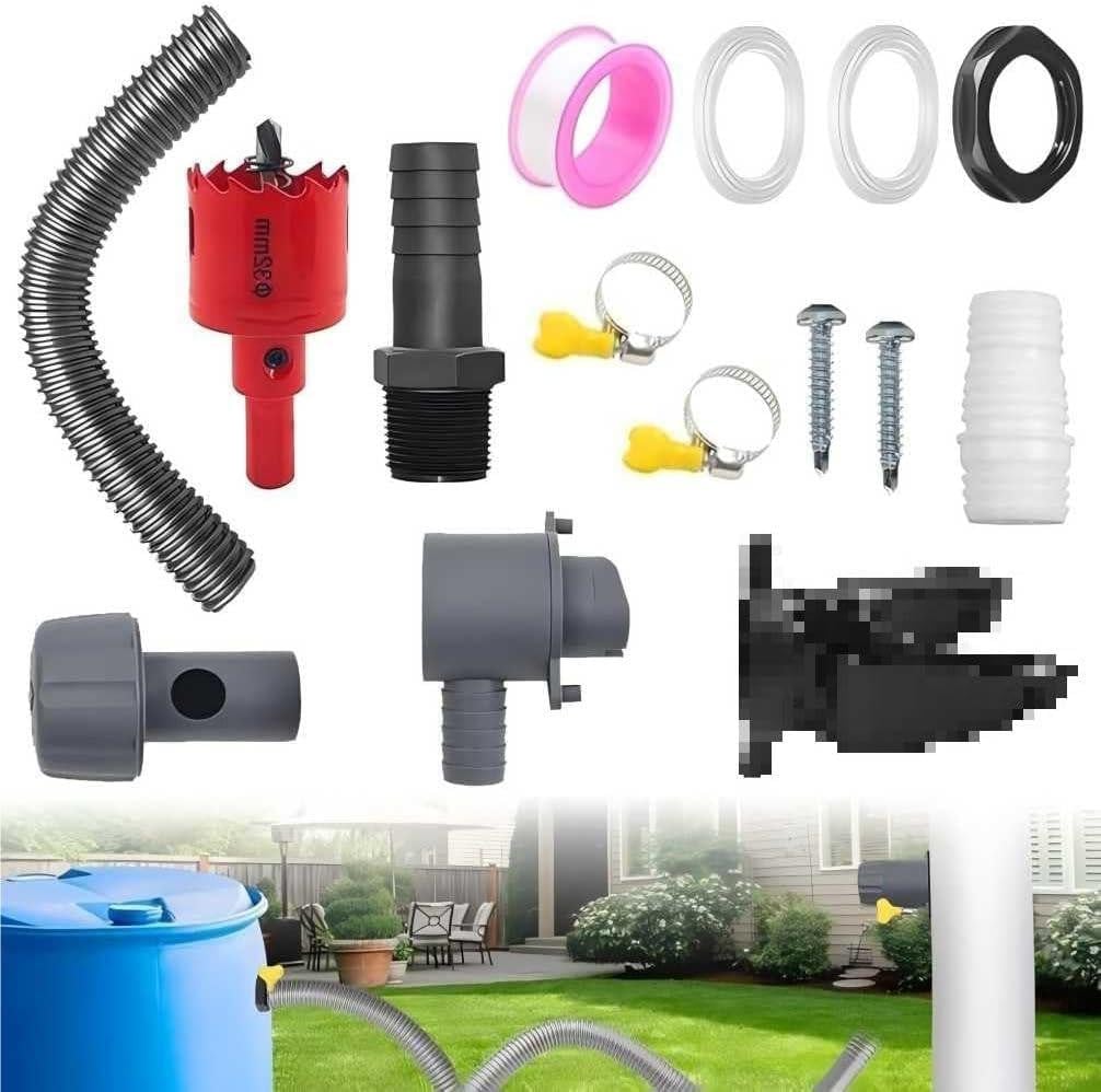 Regenwater collector set met 1 m slang voor de tuin, geschikt voor 70-110 mm