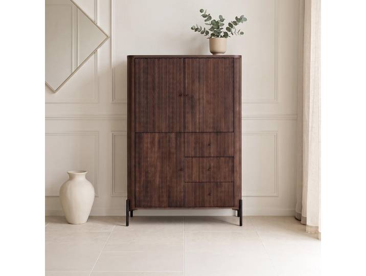Armoire moderne en bois massif marron - Sohana