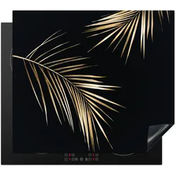 HERDABDECKPLATTE Blätter - Pflanzen - Gold - Schwarz - Luxus Abdeckung Glaskeramikkochfeld 58.3x51.3 cm
