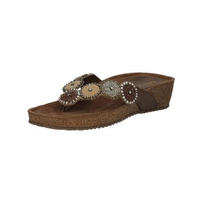 Zehentrenner LAZAMANI "Lazamani Zehensteg Leder", Damen, Gr. 42, Leder, beige, Schuhe Zehentrenner