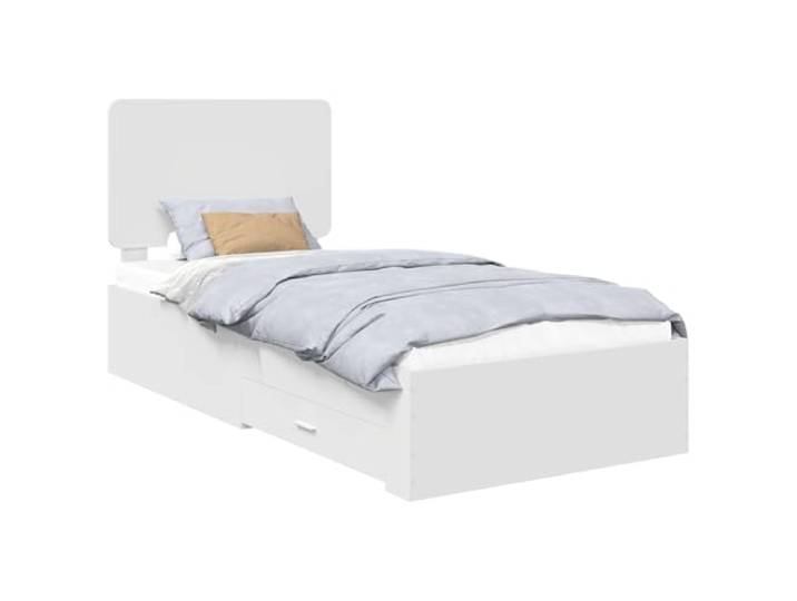 PUGYNBK Bettgestell 90 x 190 cm mit Schubladen Robustes Konstruktionsholz, integriertes Kopfteil, einfache Montage, einfache Reinigung