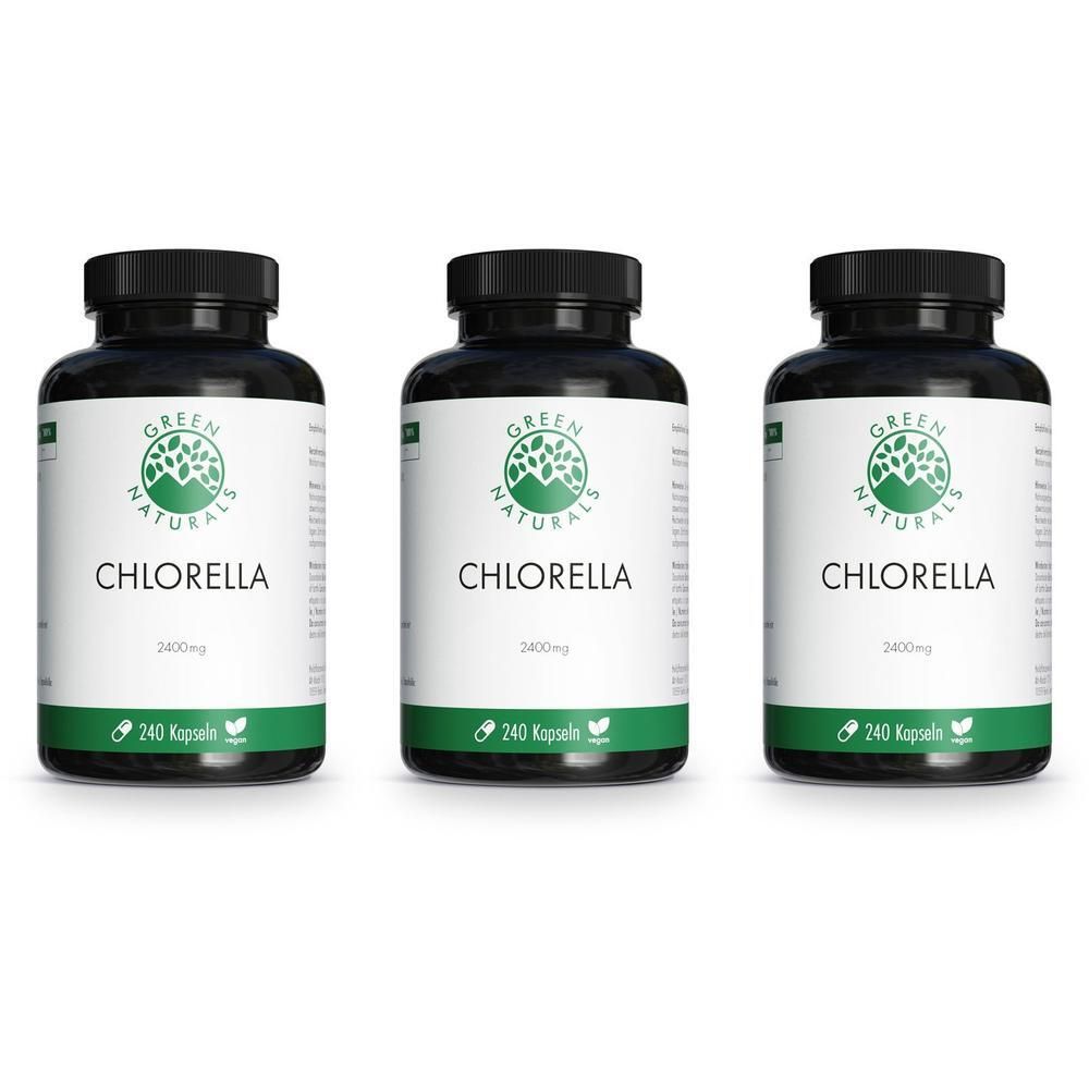 Green Naturals Chlorella Kapseln 2400 mg vegan x3 3x240 St
