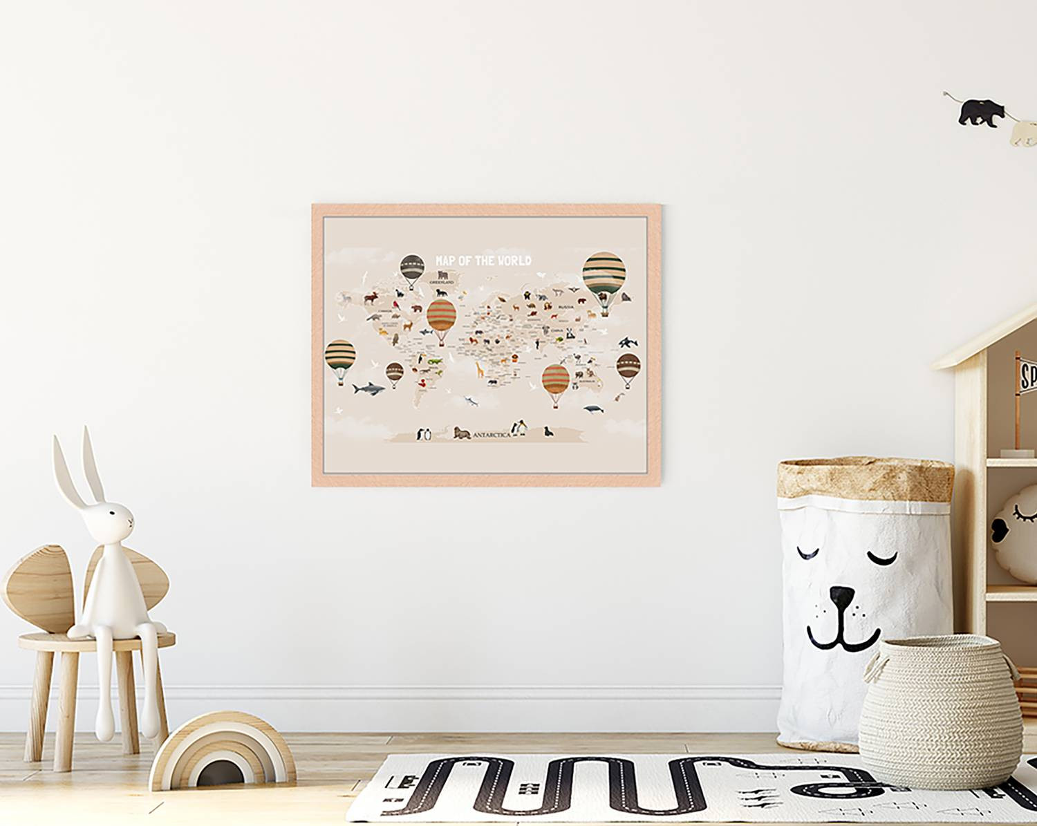 home24 Afbeelding Map Of The World wanddecoratie, meerdere kleuren, 43 x 53 cm
