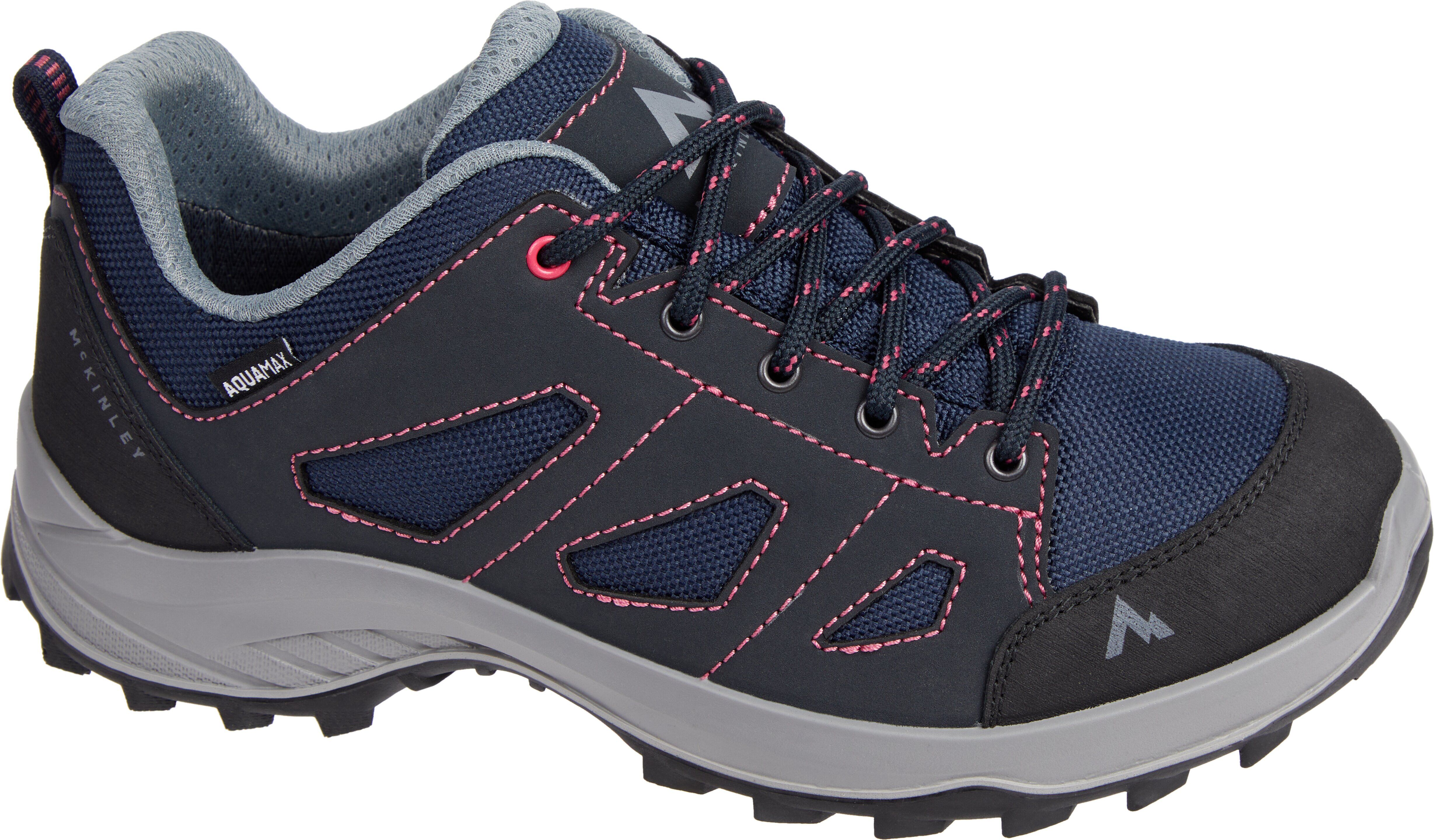 Wanderstiefel MCKINLEY "DA.-WANDER-SCHUH DISCOVER IV AQX W", Damen, Gr. 42, blau (navy schwarz, rose schwarz,), Synthetik, Schuhe Wanderstiefel, schützt vor Nässe navy schwarz, rose schwarz, 42