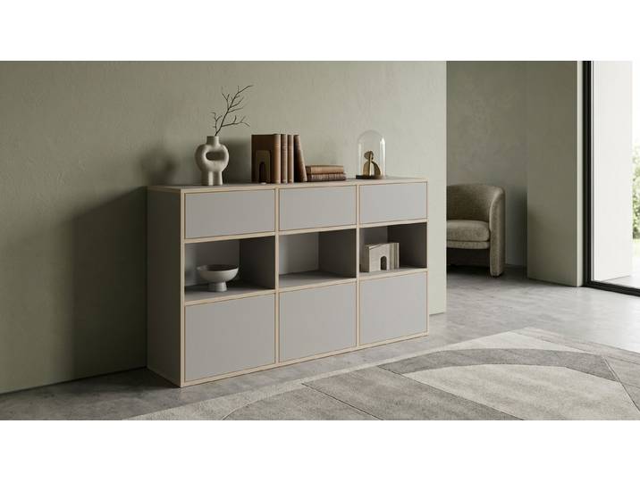 Sideboard mit Schubladen - Kommode wie vom Tischler o. Schreiner Premium Dekore Grau Multiplex Kante