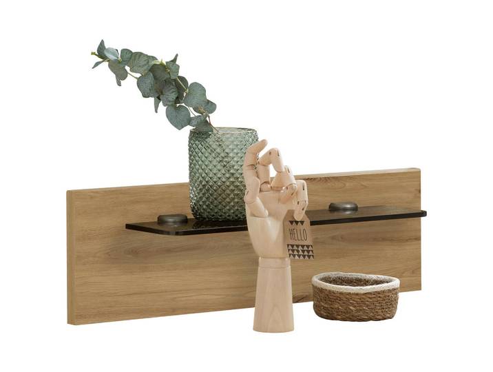Novel Nachtkommodenpaneel, Eiche Bianco, Glas, 60x20x12 cm, ISO 9001, Goldenes M, Made in Germany, Schlafzimmer, Nachttische