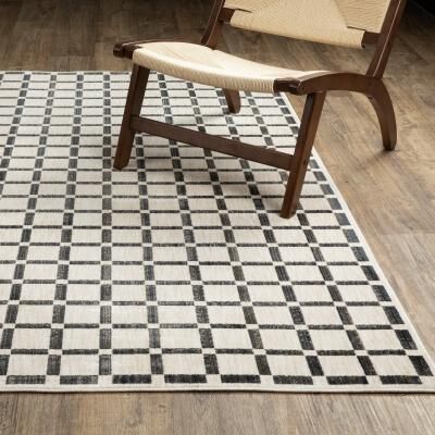 ROW Hunter Geometric Grid Beige/ Black Area Rug