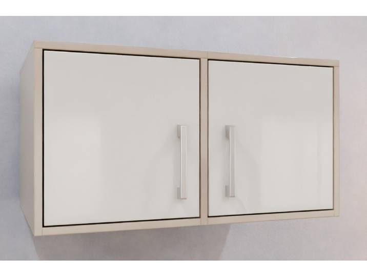 Badezimmer Hängeschrank nach Maß - Lackiertes Glas Schneeweiß glänzend - 46x87x60cm - Individuell konfigurieren