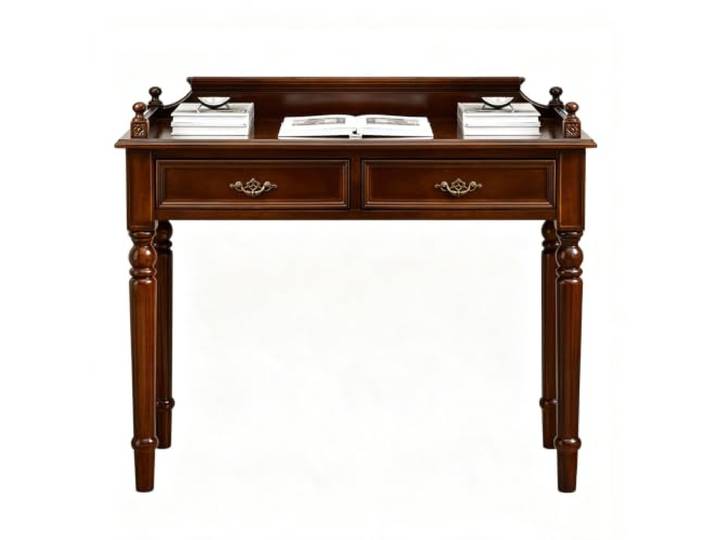 Schreibtisch aus Holz mit Schubladen, Vintage Konsolentisch im Landhausstil Vintage Holzschreibtisch mit 2 Schubladen, klassischer Konsolentisch für Büro, Schlafzimmer und Wohnzimmer