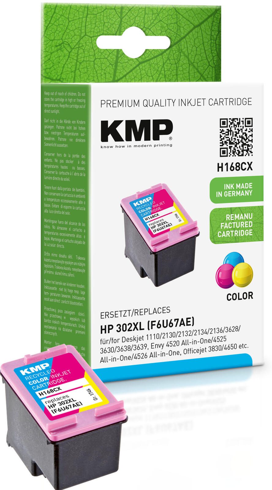KMP Druckerpatrone H168CX color kompatibel zu HP 302XL (F6U67AE) 1746,4030
