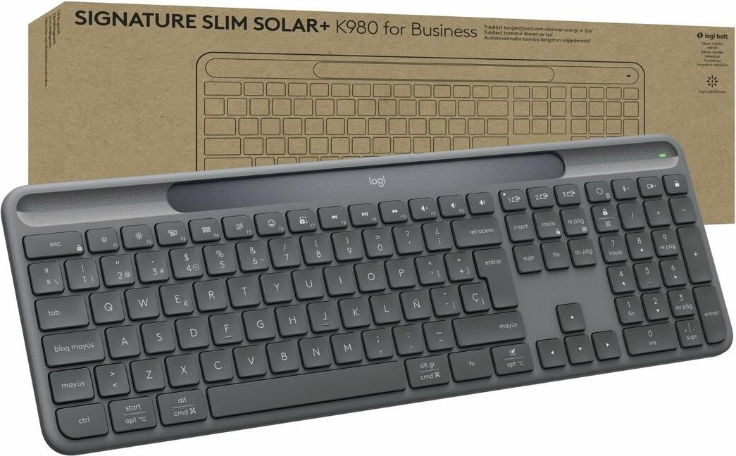 Logitech Signature Slim Solar+ K980 Draadloos Toetsenbord, QWERTY, Grafiet