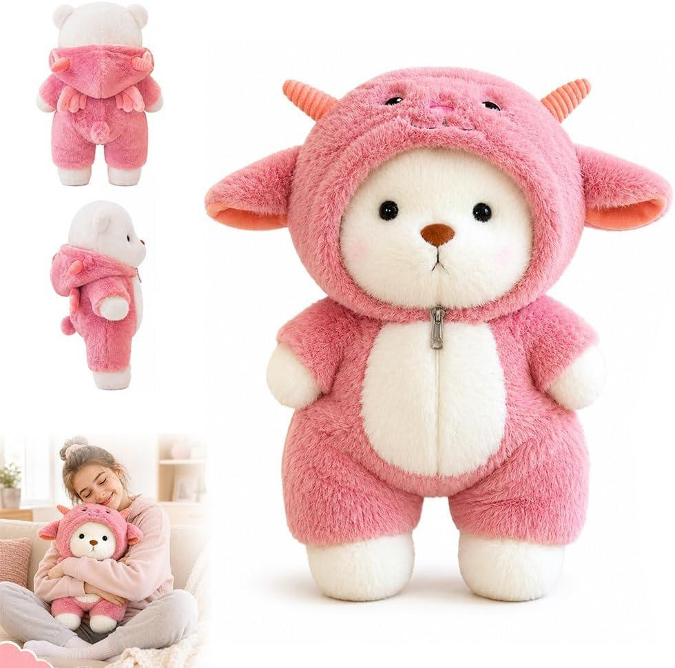 Pluche knuffelbeer met schaapskostuum voor kinderen, 30 cm