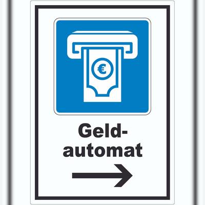 HB-Druck Geldautomat Pfeil rechts Aufkleber A5 (148x210mm)