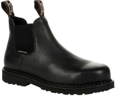 Georgia Boot RevAMP Chelsea Soft Toe (Men's) Work in Black, Size 14 W, Leather/Memory Foam