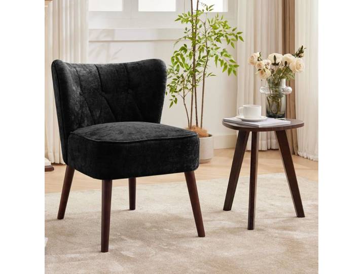Fauteuil d'appoint mid-century - LUNSY - Sans accoudoirs - Tissu capitonné - Dossier ergonomique incurvé