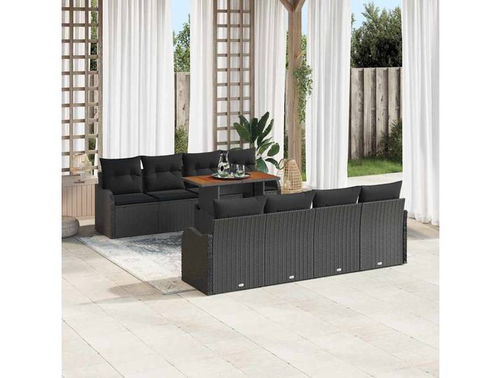 vidaXL Garten-Sofa-Set 7 stk. Schwarz