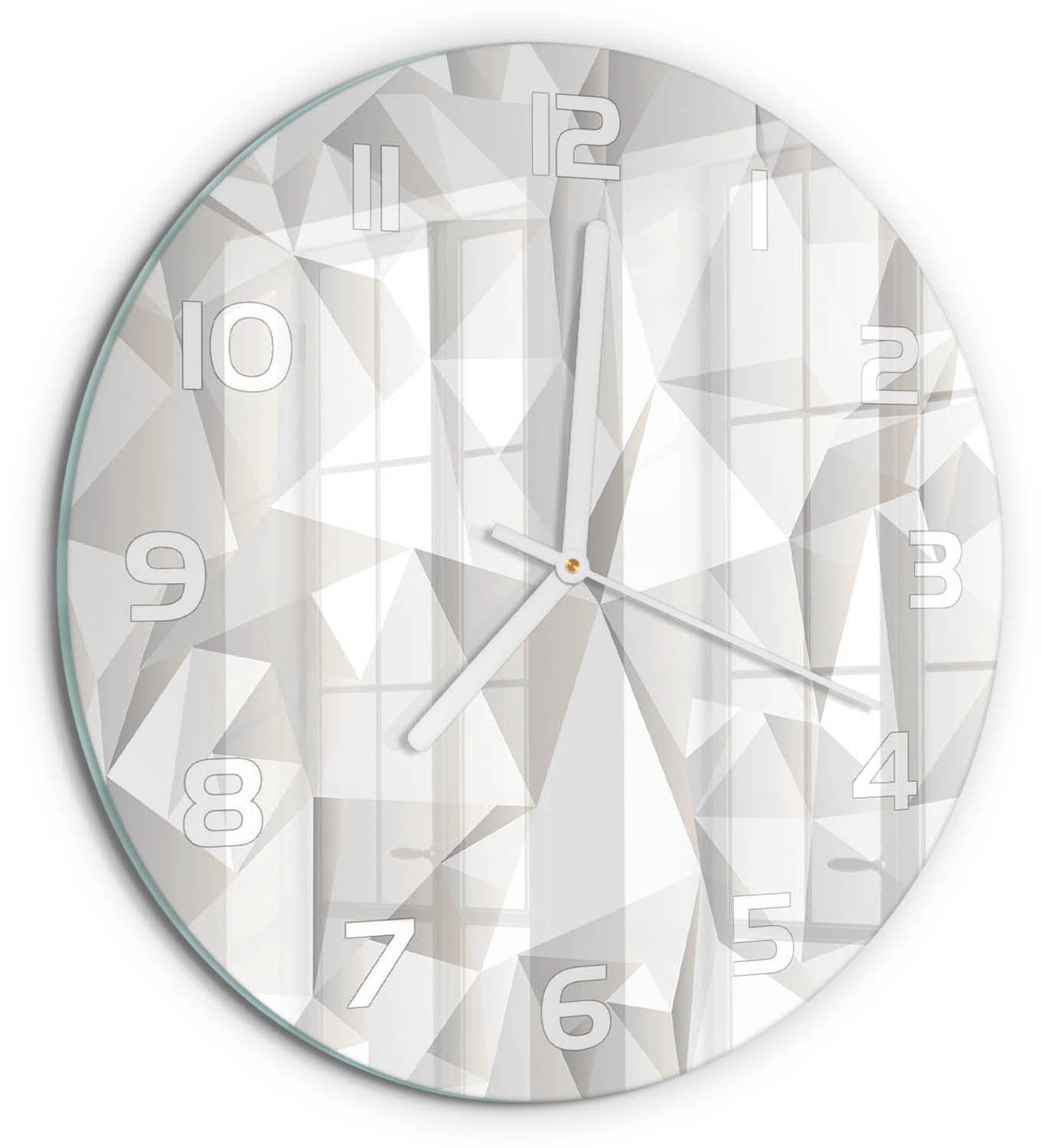 Tulup Wandklok met Abstracte Glazen Decoratie - Wit - Diameter: 30 cm