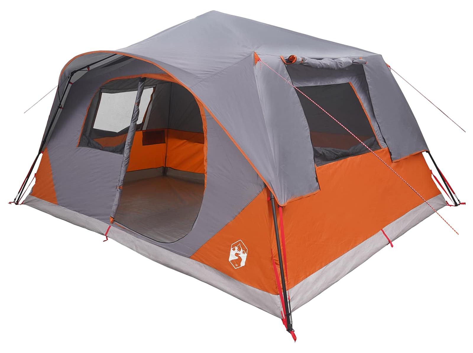Sofort Zelt 10 Personen Grau und Orange Polyester und Stahl
