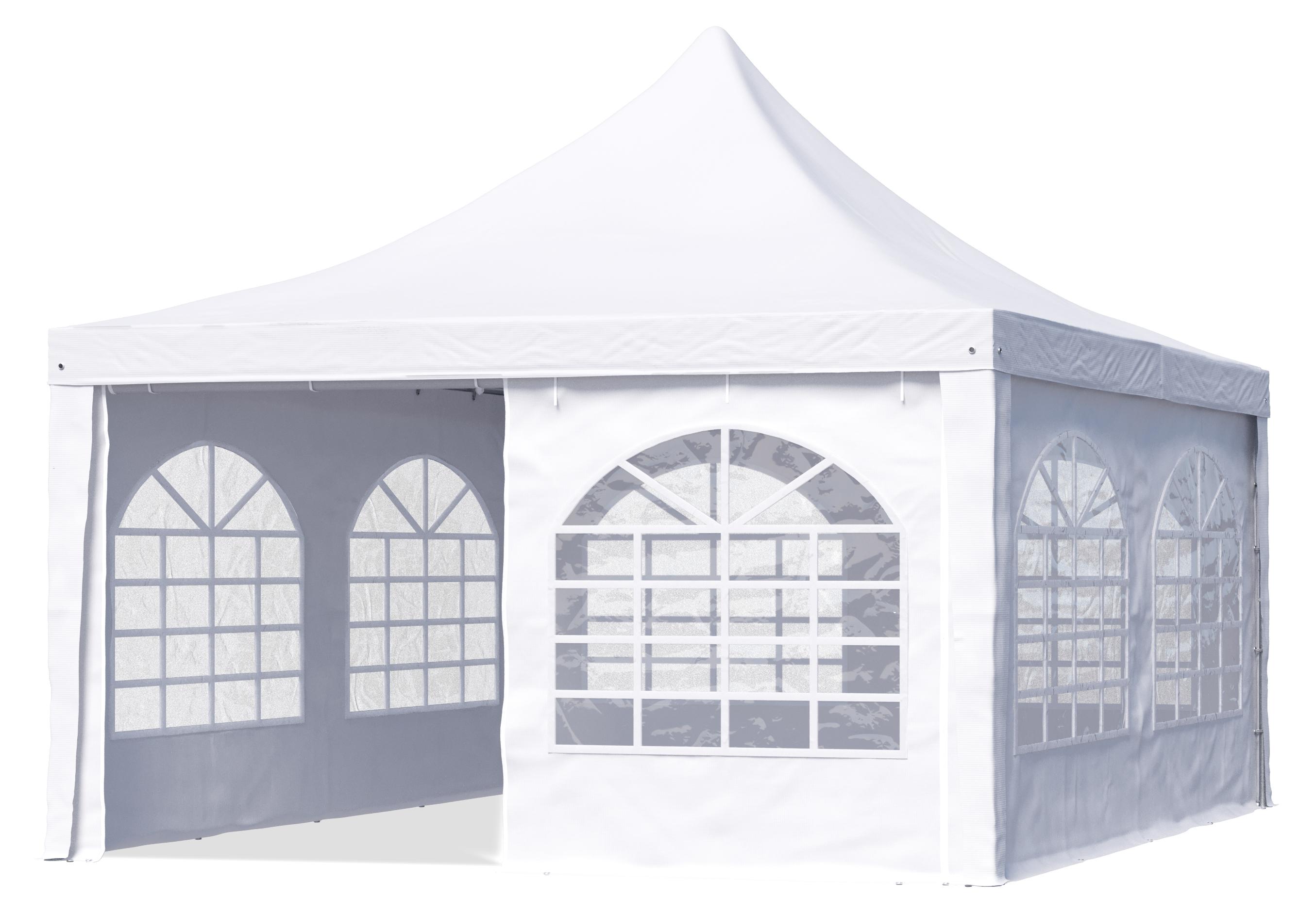TOOLPORT Pagodenzelt Pavillon 4x4 m schnell & einfach zu montieren mit Fenstern - robuste PVC-Plane 700 weiß