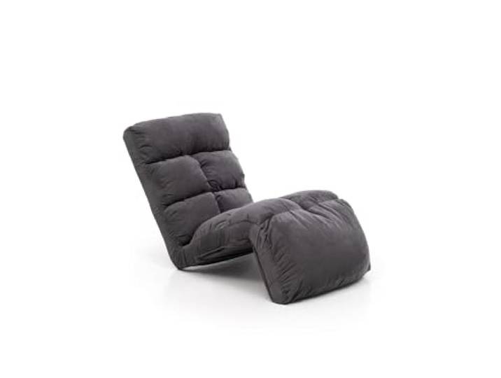 Hanah Home Modern 1-Seat Sofa-Bed, Grey, 100% Metal Frame & Polyester Fabric, 14-Level Adjustable Back, Fully Reclines to 160 cm Stylish & Functional