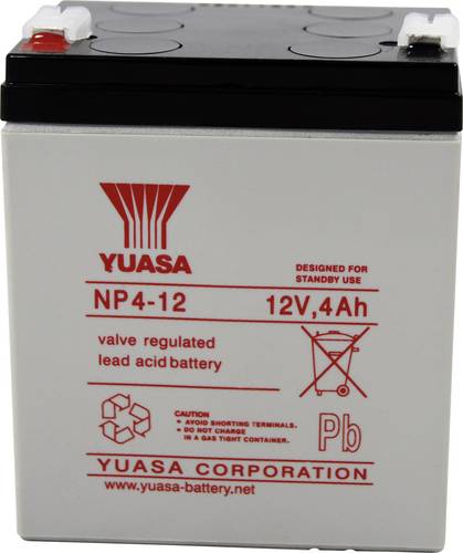 Yuasa NP4-12 NP4-12 Bleiakku 12V 4Ah Blei-Vlies (AGM) (B x H x T) 90 x 106 x 70mm Flachstecker 4.8mm Wartungsfrei