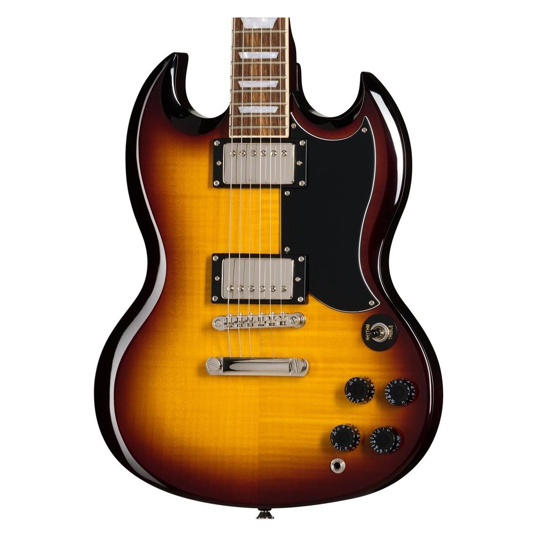 Epiphone SG Tribute Plus Vintage Sunburst - elektrische Gitarre (E-Gitarre, Mahagoni) (E1SGTPVSNH1)