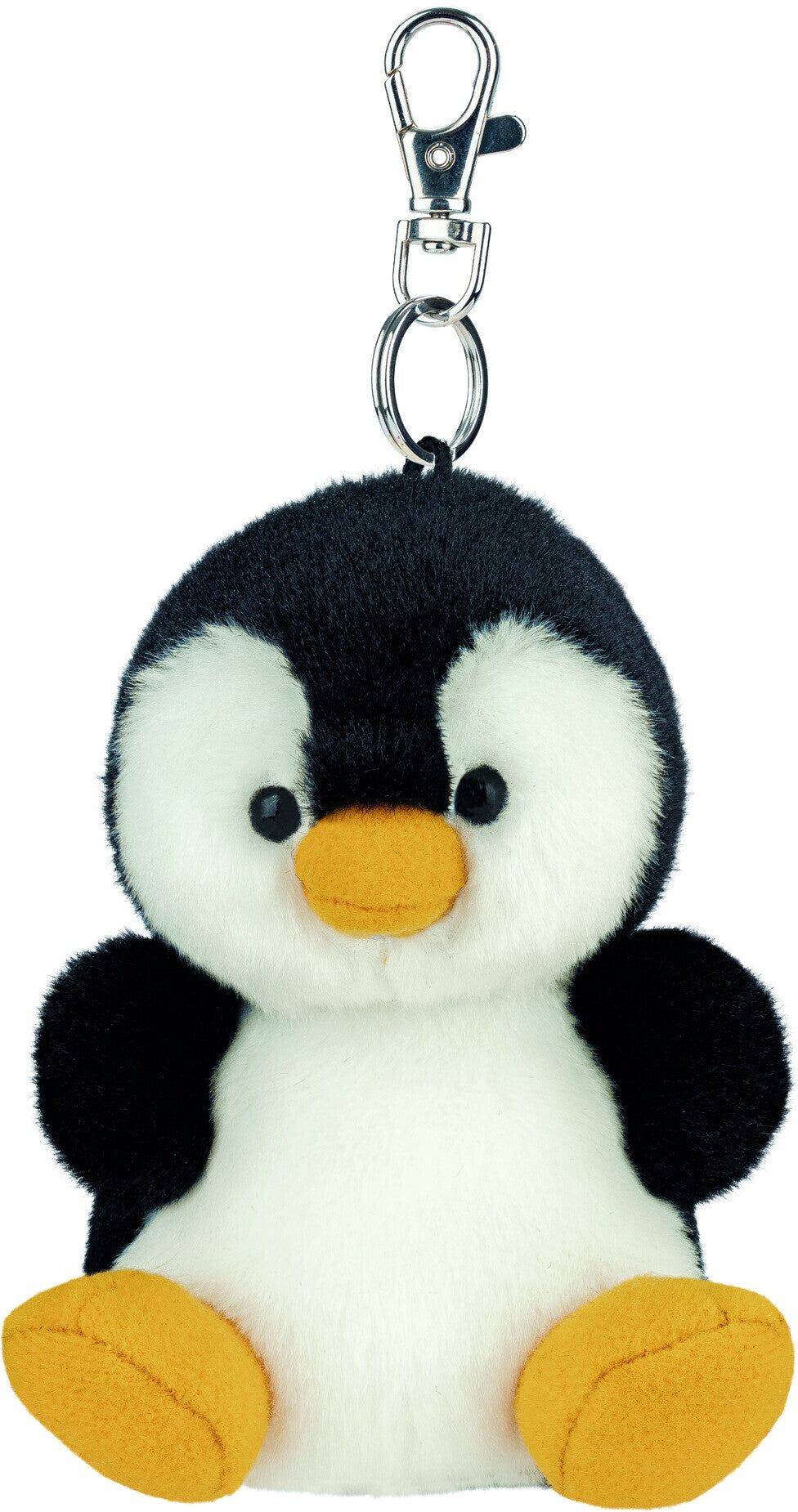 Aurora Palm Pals Chilly Penguin 4-Inch Clip-On Keyring for Kids, Black-White Plush, 10 cm / 4 in