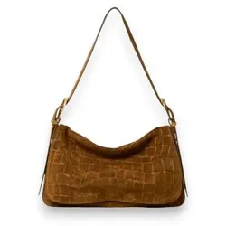 Twinset für Damen. 262TD8140 Liliane-Tasche aus Wildleder mit braunem Krokodilprägemuster (OSFA), Lässig