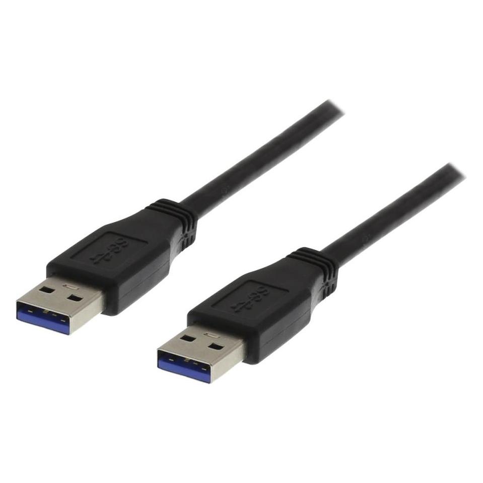 Deltaco USB 3.0 Cable, Type A hane to Type A hane, 1m - Black (1 m, USB 3.2 Gen 1) (USB3-210S)