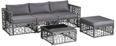 Costway 5 Pieces Patio PE Rattan Wicker Sofa Furniture Set-Gray