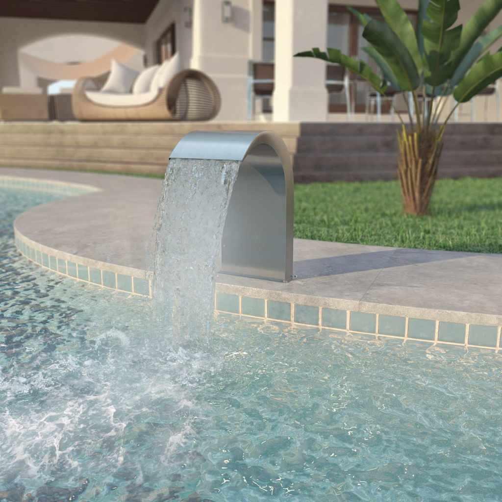 vidaXL Fuente de piscina de acero inoxidable plateada 45x30x65 cm Plateado