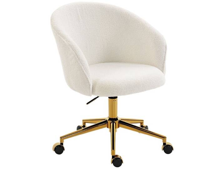 LIA Chaise de bureau fauteuil de bureau ergonomique réglable en hauteur siège pivotante piètement en acier crème