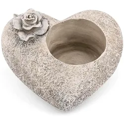Grabschmuck Herz Rose Grau Grabdeko Herz Grabherz grabdekoration Gedenkstein Teelichthalter Herz Trauerstein