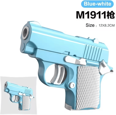 Uplift Curations Mini 3D Gravity Printed Toy Pistol Model Fun Stress Relief Gift For Kids And Adults blue white
