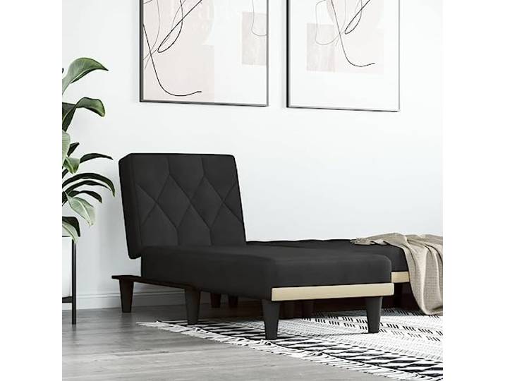 Chaiselongue Schwarz Samt Verstellbar 3 Positionen mit Sperrholzrahmen Samtbezug, Schaumstoffpolsterung, Sperrholzrahmen, 3 Positionen, bis 110 kg belastbar