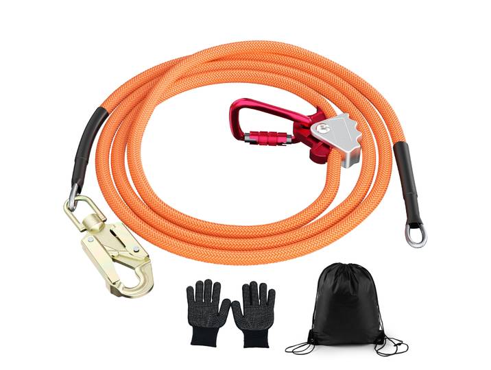 Kits de cordes de sécurité avec âme en acier, lanière en acier avec mousqueton à triple fermeture, lanière réglable pour l'escalade en arbre