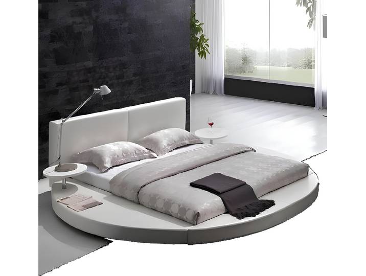 JVmoebel Rundbett Elegantes rundes Doppelbett in Weiß mit hochwertiger Verarbeitung (Bett), Made in Europa
