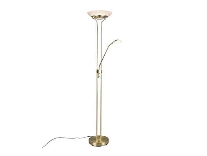 RL LIVE YOUR LIGHT Reality Leuchten Orson R40073508 Lampadaire LED 27 W + LED 4\,5 W avec variateur d'intensité en laiton mat et verre albâtre blanc