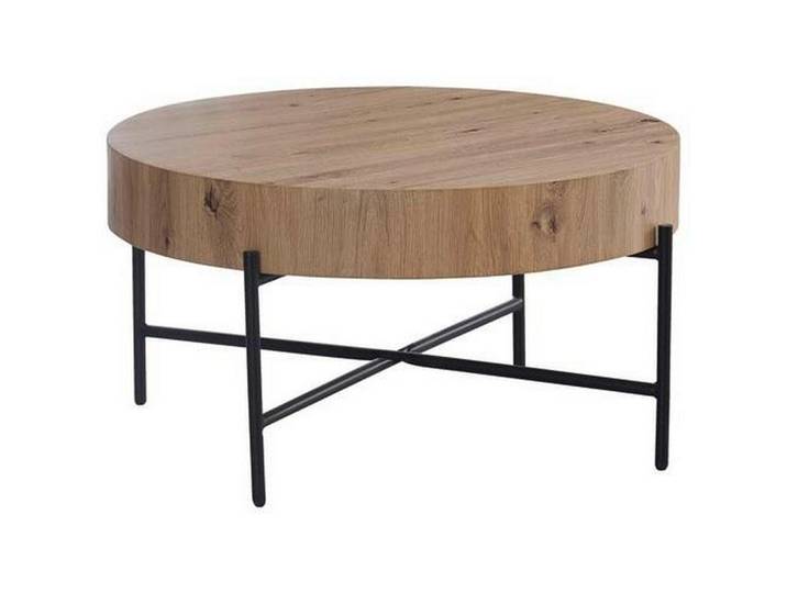 Carryhome Couchtisch, Schwarz, Eiche Artisan, Metall, rund, Rundrohr, 80x42x80 cm, Wohnzimmer, Wohnzimmertische, Couchtische, Couchtische Metall