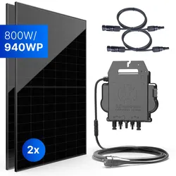 Balkonkraftwerk 800W/940Wp bifazial mit 10m Anschlusskabel