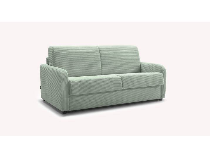 Canapé convertible Velours CLINT - Vert - Couchage 140x190 - Sommier Grille