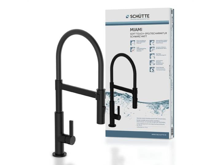 SCHÜTTE Robinet de cuisine MIAMI\, robinet de cuisine avec douchette\, robinet de cuisine pivotant à 360°\, noir mat