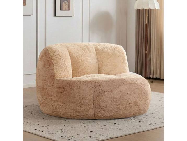 Fauteuil pouf-106x110x77cm-Kaki-rembourrage en mousse déchiquetée pour salon