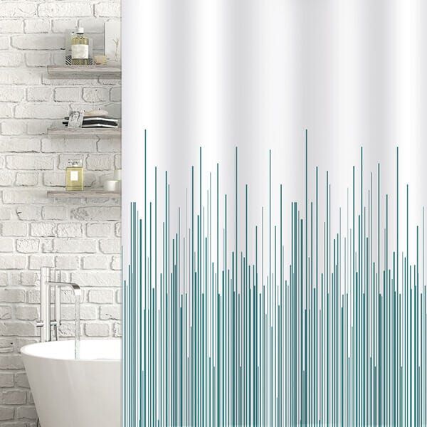 Showerdrape City Stripe Teal Shower Curtain