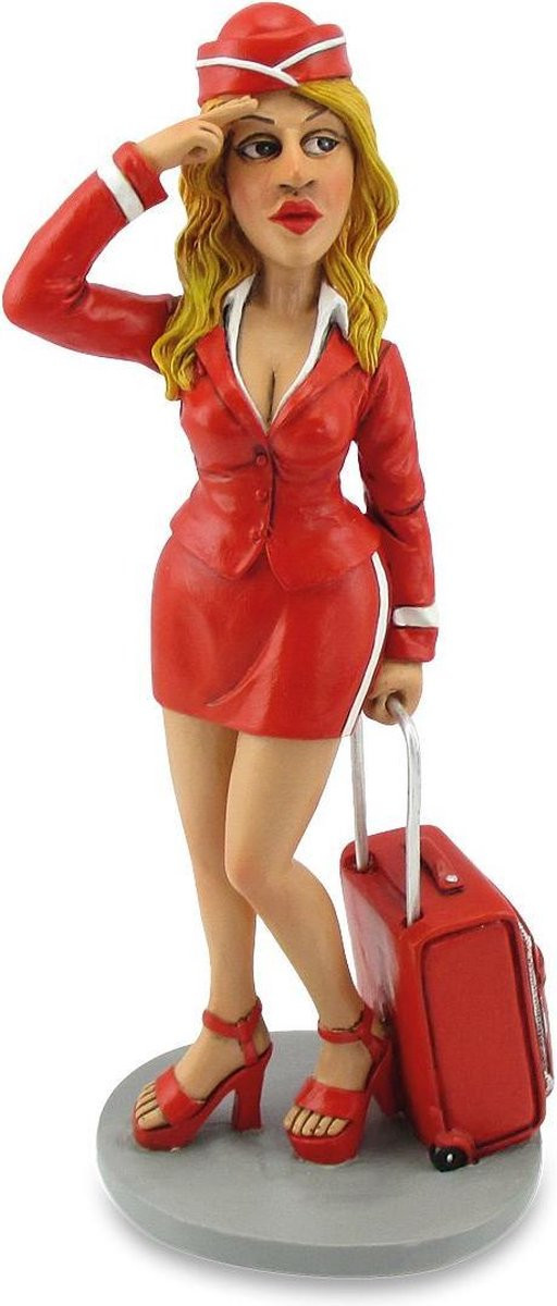 Grappig karikatuur beeldje stewardess voor op tafel