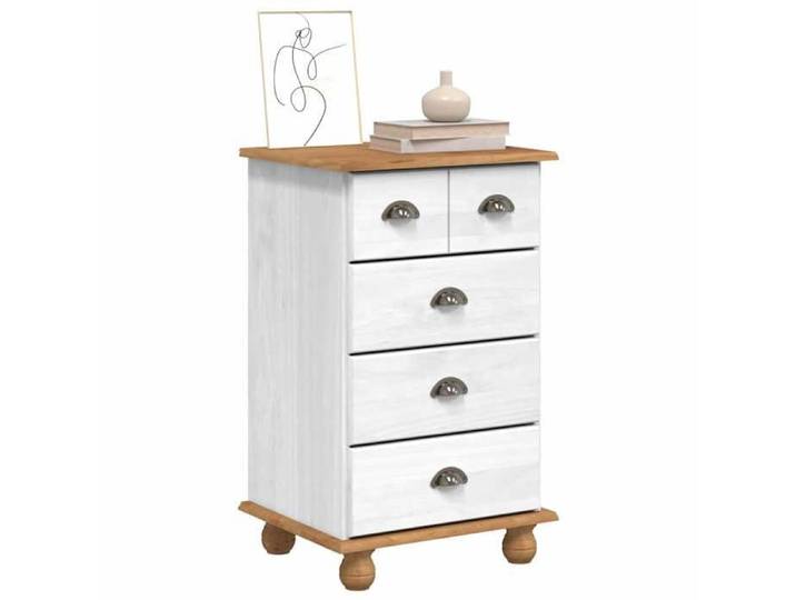 BEL-ACHAT* Buffet/Commode - Bahut Meuble Enfilade - Fonction d'affichage ASKIM Blanc 45.8x40x79 cm - Bois de pin massif Prom1642907