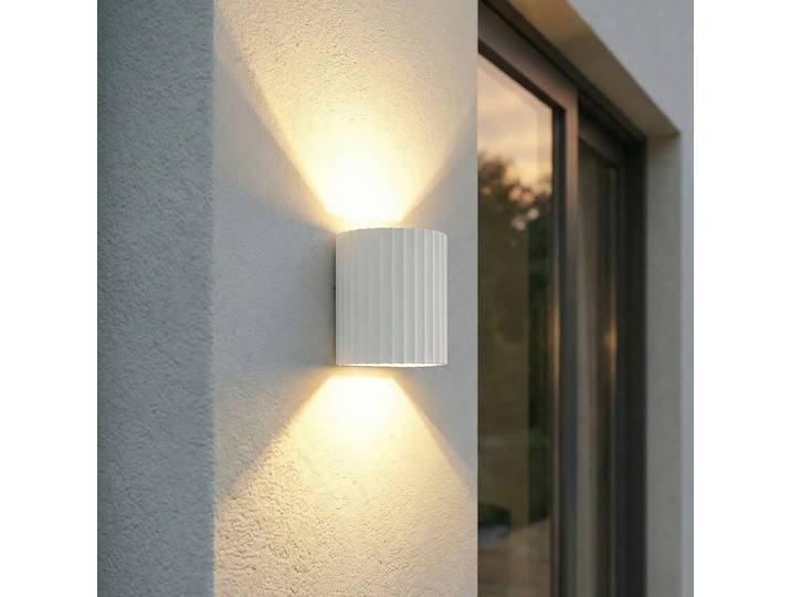 Applique d'extérieur LED Ralino, IP65, aluminium, blanc, à 2 lampes - Lindby - Terrasse - Moderne - Rond
