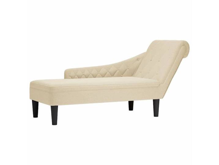 Fauteuil long avec coussin et accoudoir droit crème tissu